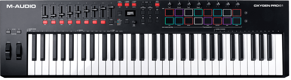 M-Audio Oxygen Pro 61 – Clavier maître USB-MIDI 61 touches avec pads,  potentiomètres & Support pour clavier pré-assemblé double embase RockJam  Xfinity